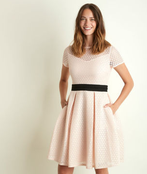 Picture of OLYMPE POWDER PINK LACE COROLLA DRESS